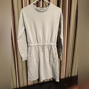 Gray Casual Long Sleeve Crew Neck Dress